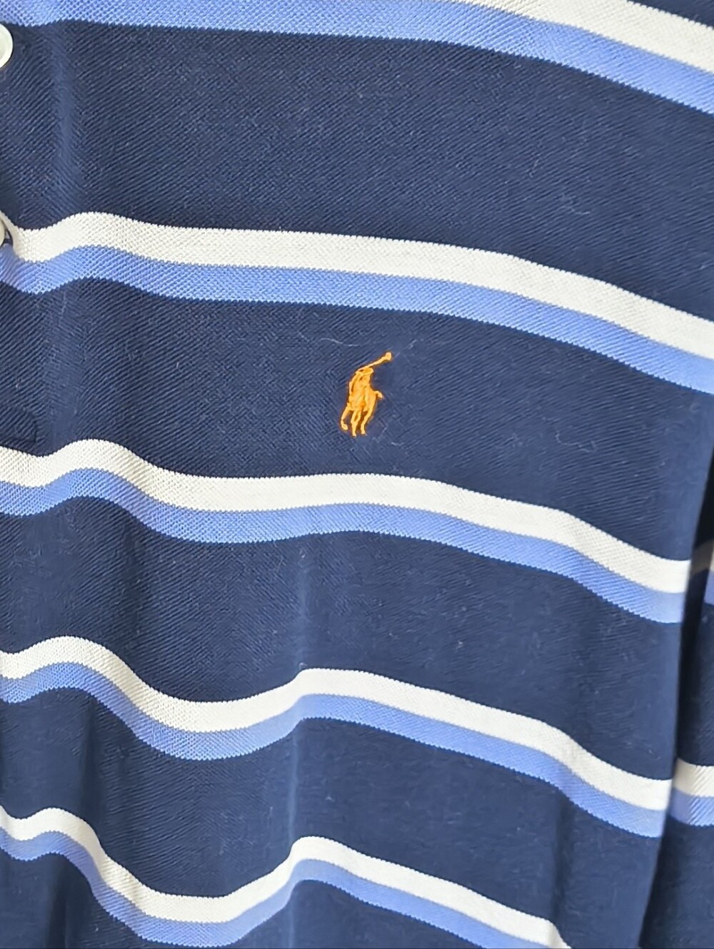 Polo by Ralph Lauren Men’s Navy Blue Striped Polo Shirt